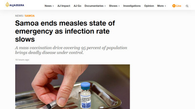 Al Jazeera Samoa deadly measles